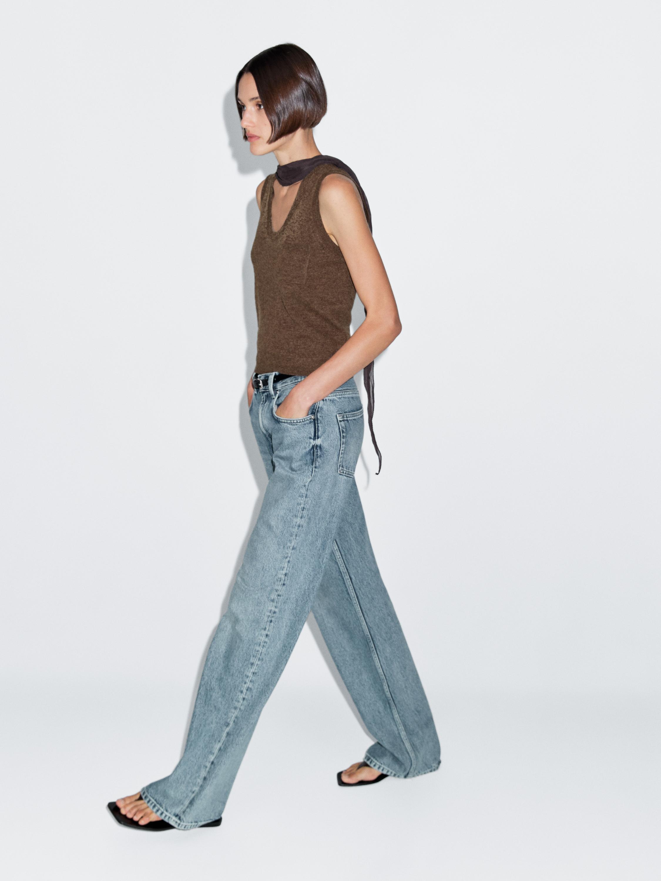 Wool blend top with pocket detail